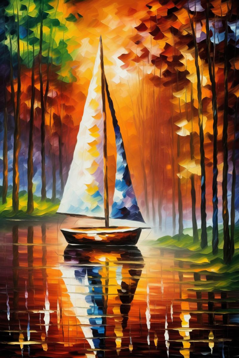 00297-3713310642-_lora_Leonid Afremov Style_1_Leonid Afremov Style - A sailing boat on a tranquil lake, surrounded by a breathtaking fall landsca.png